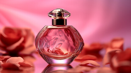 Obraz na płótnie Canvas Rose series perfume, perfume using glass top shape, Generative AI
