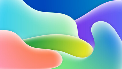 Smooth layout design template with 3d dynamic liquid gradient shapes. Abstract covers or horizontal posters in modern minimal style for corporate identity, branding, social media advertising, promo.