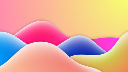 Smooth layout design template with 3d dynamic liquid gradient shapes. Abstract covers or horizontal posters in modern minimal style for corporate identity, branding, social media advertising, promo.