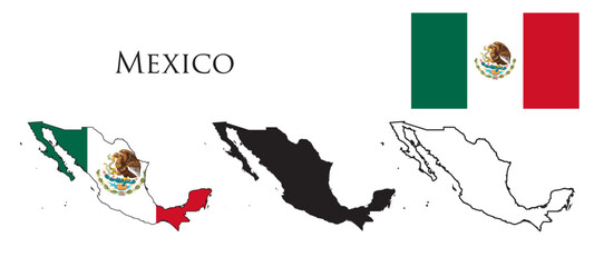 Mexico Flag and map illustration vector