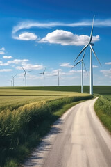 Wind turbines in the field Indiana. Poster