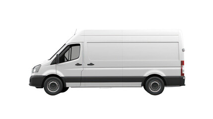 White delivery van side view on isolated empty background. Generative AI