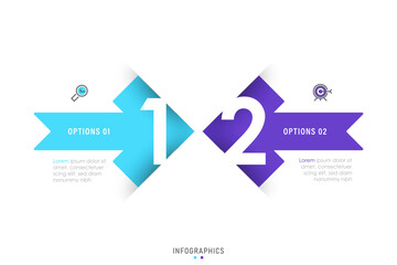 Vector Infographic label design template with icons and 2 options or steps. Can be used for process diagram, presentations, workflow layout, banner, flow chart, info graph.