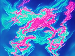 Color smoke. Ink water. Paint drop. Fantasy underwater burst. Blue pink contrast fluid splash cloud on dark black abstract art background, Ai Generative