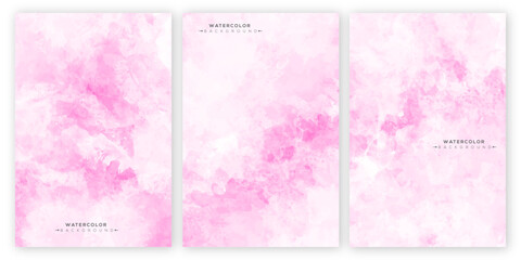 watercolor pink wet wash splash invitation card background template collection. Set of pink and yellow vector watercolor backgrounds. Watercolor background texture.