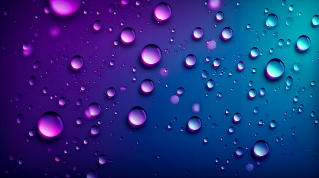 Water drops on a purple background, generative AI.