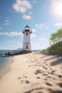 Lighthouse on the coast Massachusetts, USA. Poster