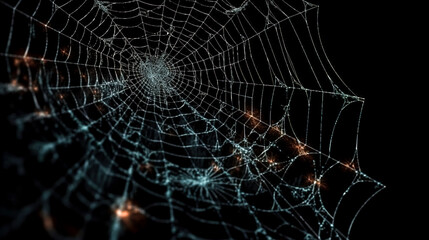 Abstract background with cobwebs on a dark background, generative AI.