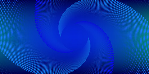 Spiral wave of dots. Rotating dotted halftone vector spiral.