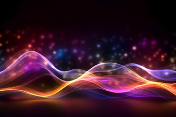 Fototapeta premium vibrant neon glowing abstract futuristic background with high speed moving wave lines in the black background. Generative ai.