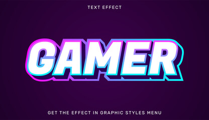 Gamer editable text effect in 3d style. Suitable for brand or business logo