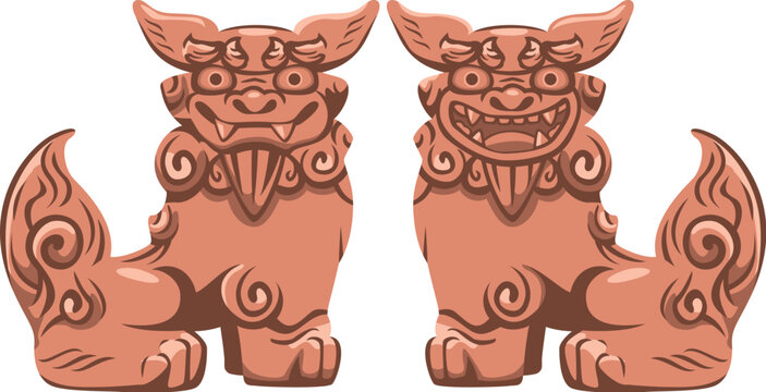 沖縄の守り神シーサーのイメージイラスト