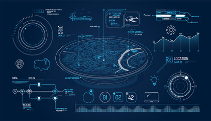 Set of infographic elements about air cargo tracking.