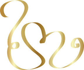 Gold heart ribbons, love, valentine, romantic