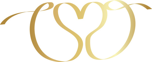 Gold heart ribbons, love, valentine, romantic