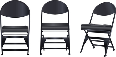 steel folding chair object vector illustration isolated on transparent background