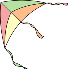 Triangle Kite Flying Outline Illustration