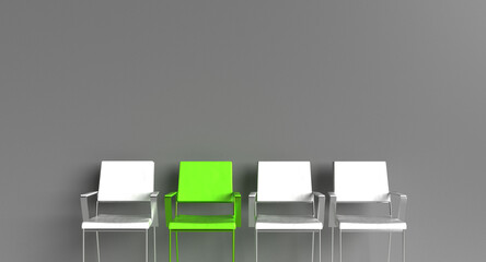 chair white isolate green different color leadership success business hr human resource interview...