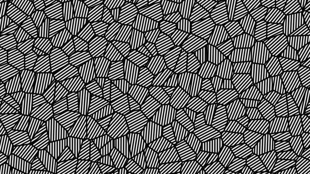 Monochrome Stained Glass Abstract Black White Lines Animation III