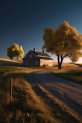Landscape with a house Nebraska, USA. Poster