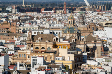aerial view over Sevilla Spain