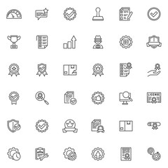 Quality control line icons set