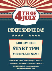 Independence day 4th of July party flyer poster social media post design