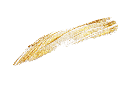 ブラシのストローク　金色　背景素材（アブストラクト）透明の背景