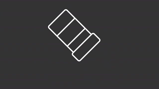 Animated salt shaker white line icon. Pouring salt animation. Seasoning food. Cooking ingredient. Loop HD video with chroma key, alpha channel, transparent background. Outline motion graphic animation