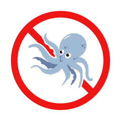 No Octopus Sign on White Background