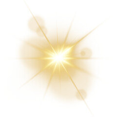 Flashes of light rays. Glow, radiance, glitter effect. A collection of different glowing sparks, stars. Vector illustration on a transparent background.