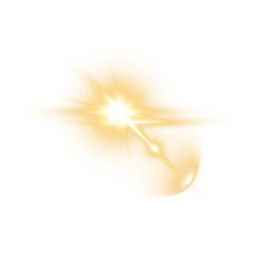 Flashes of light rays. Glow, radiance, glitter effect. A collection of different glowing sparks, stars. Vector illustration on a transparent background.