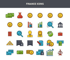 Set of Icons for Finance Solid