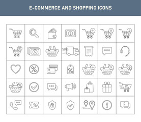 E-Commerce and Shopping Icons Set Solid Colorful