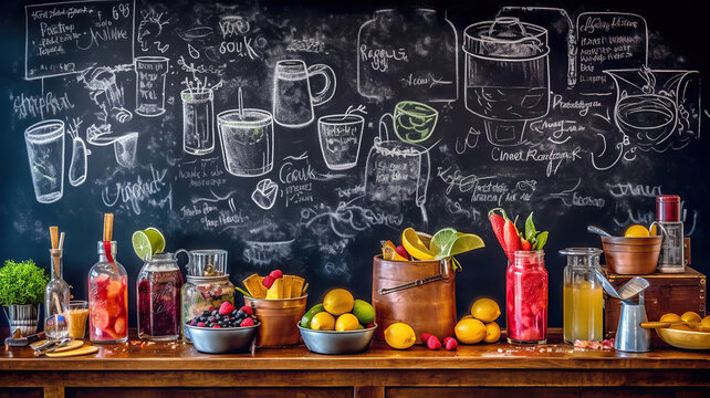 coffee shop with a wall mural. Generative Ai