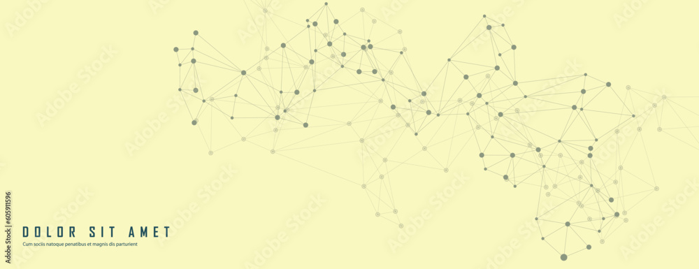 Leinwandbilder Website header or banner design with abstract polygonal background and connecting dots and lines. Global network connection. Digital technology with plexus background and space for your text