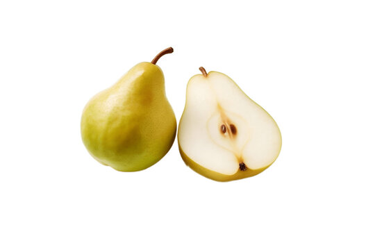 Transparent Background Isolated Pear and Half Pear Slice, Generative Ai