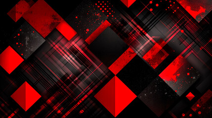 Abstract geometric dark red background, generative AI.
