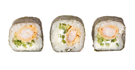 Sushi rolls isolated on white background