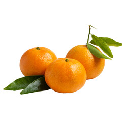 Mandarin citrus fruit isolated on white or transparent background.