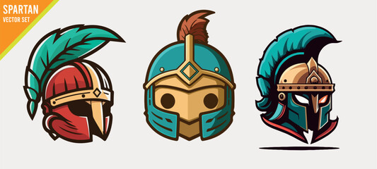 sparta helmet vector logo bundle set illustration vector