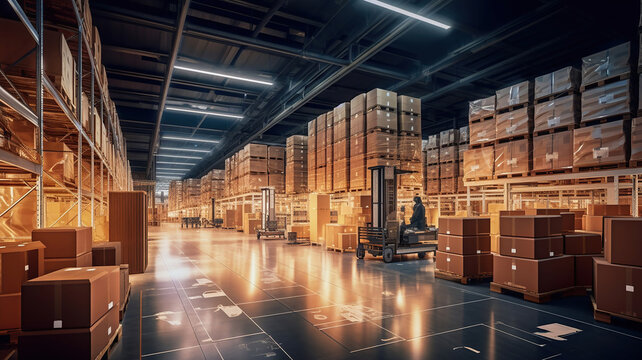 Futuristic Technology Retail Warehouse: Digitalization and Visualization of Industry 4.0 Process that Analyzes Goods. Generative Ai