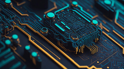 Wired for Tomorrow: Traversing the Futuristic Circuit Board. Generated AI