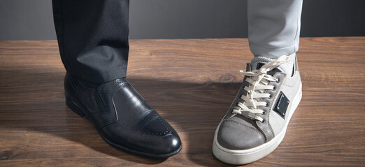 Work Life Balance Concept. Business and casual shoes