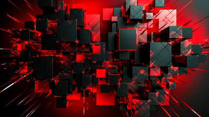 Abstract geometric dark red background, generative AI.