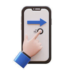 Hand Gesture Swipe Right 3D Illustration