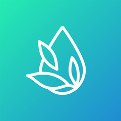 Abstract leaf waterdrop nature logo vector image. Drop and leaves illustration.