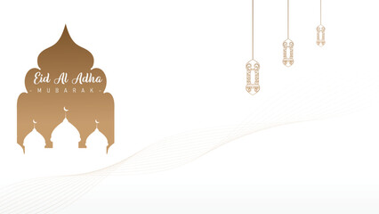 Minimalist and clean poster background banner design for the celebration of the Islamic religion, namely Eid al-Adha