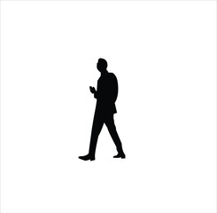 Vector silhouette man standing, black color, isolated on white background for eps 10