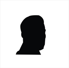 Vector silhouette man standing, black color, angle face. white background for eps 10